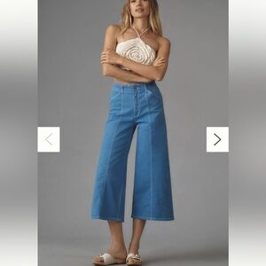 Anthropologie The Delaney Crop Clean-Seamed High-Rise Wide-Leg Jeans Blue 26 NWT